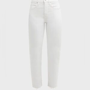 AG Ex-Boyfriend Slouchy Slim Jeans White Fringe Raw Hem Denim Women’s Size 28